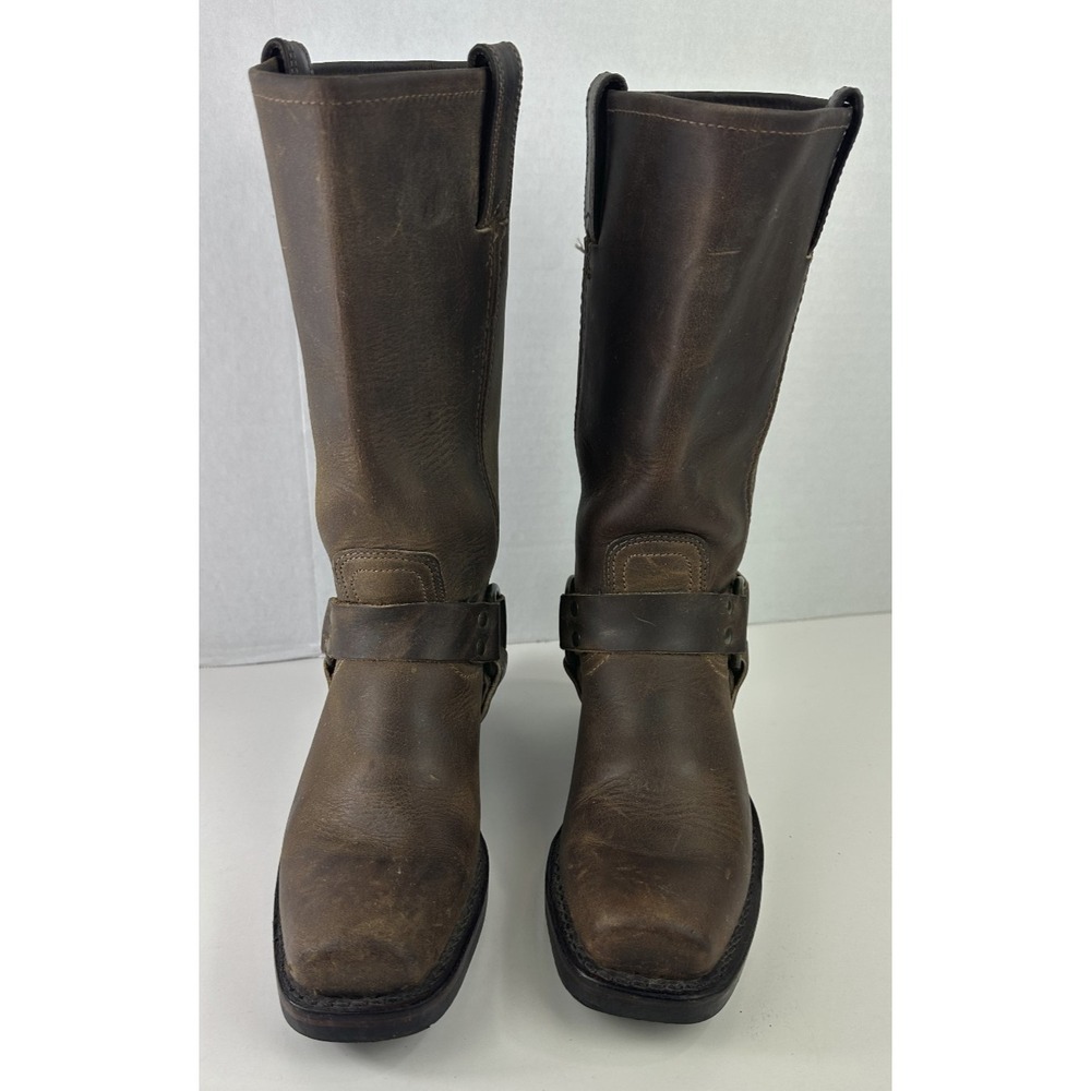 Frye Harness Boots Brown Leather Square Toe USA Made Men's 7.5 M Biker Moto - Picture 5 of 15